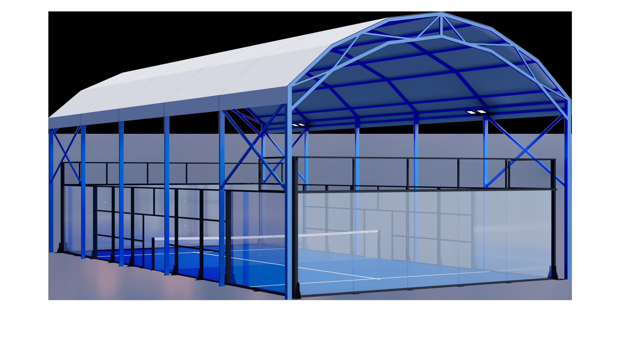 Diamond padel court roof canopy